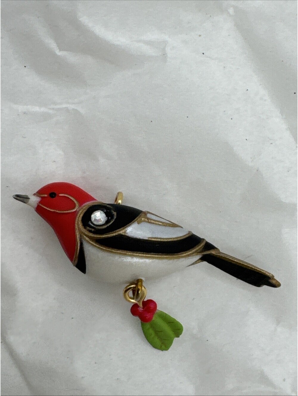 2013 Hallmark MINIATURE Red Headed Woodpecker Ornament 5th Beauty of Birds New - Picture 4 of 8